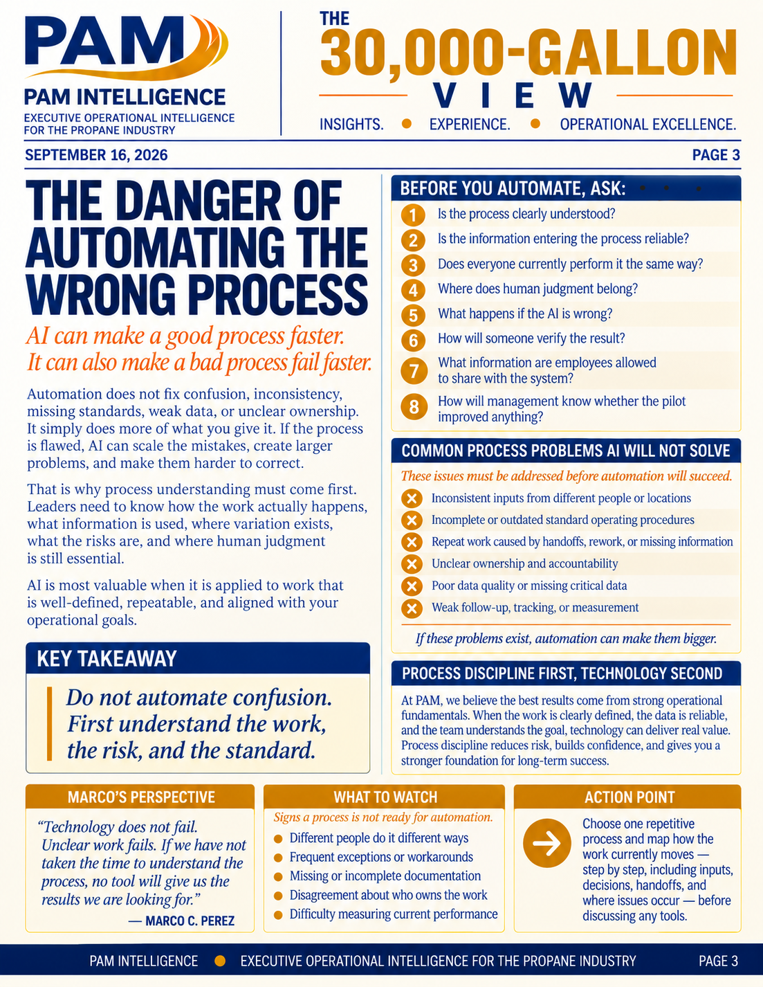 Designed edition page about the danger of automating the wrong process