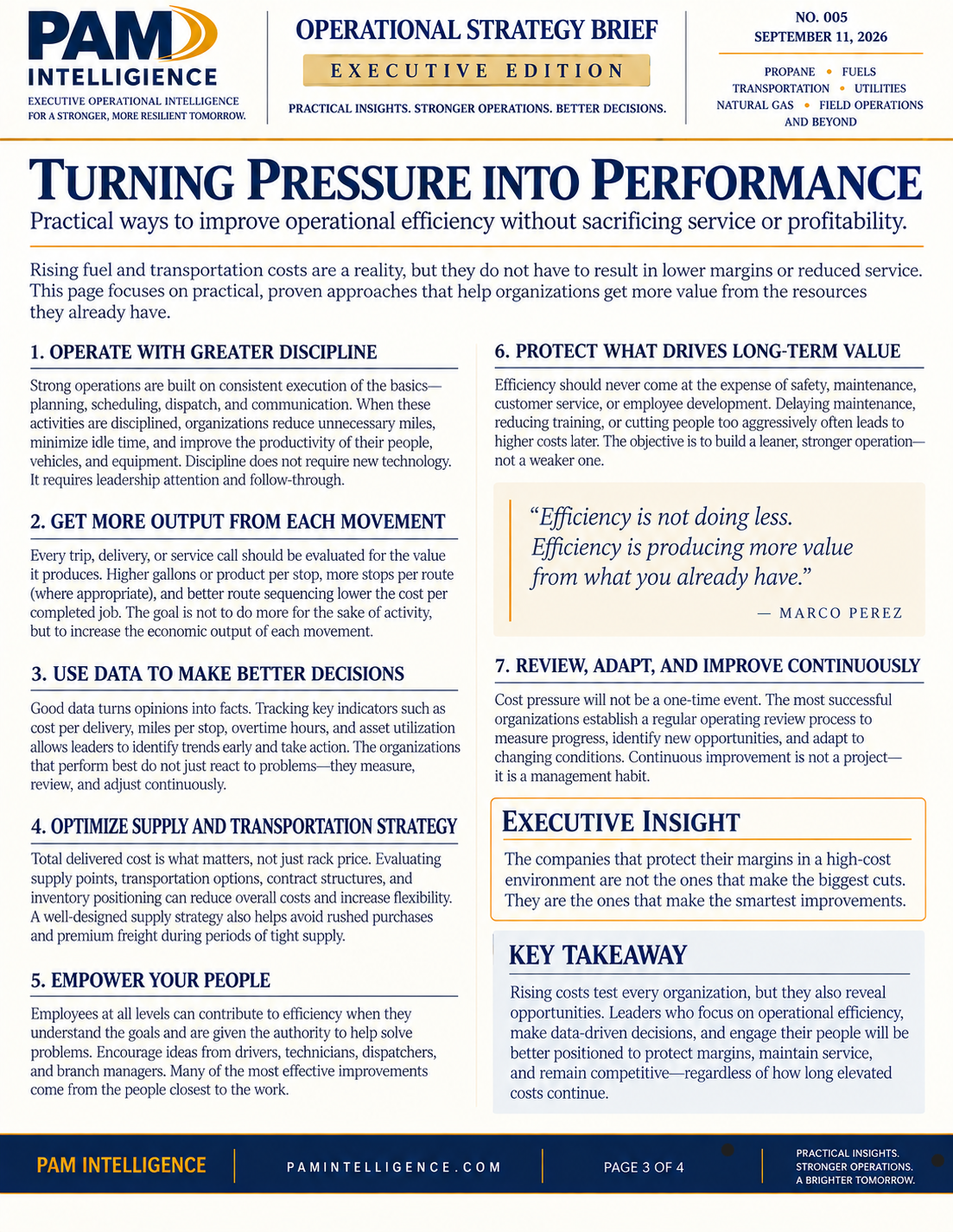 Designed edition page about turning cost pressure into performance