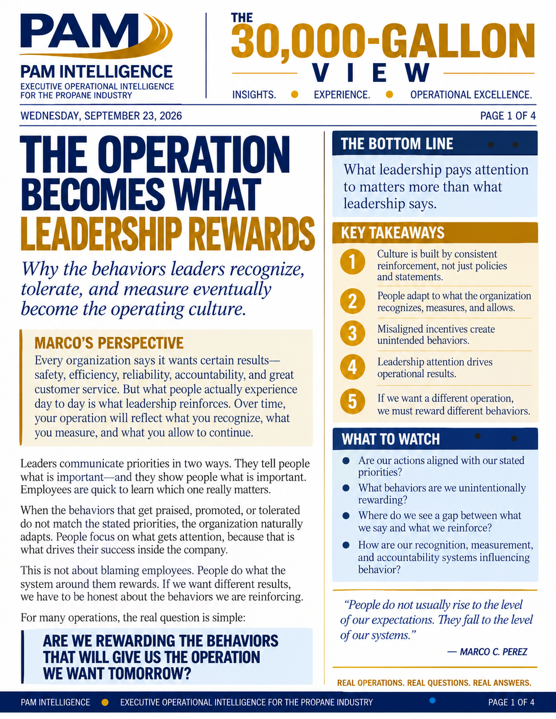 THE OPERATION BECOMES WHAT LEADERSHIP REWARDS — September 23, 2026 cover